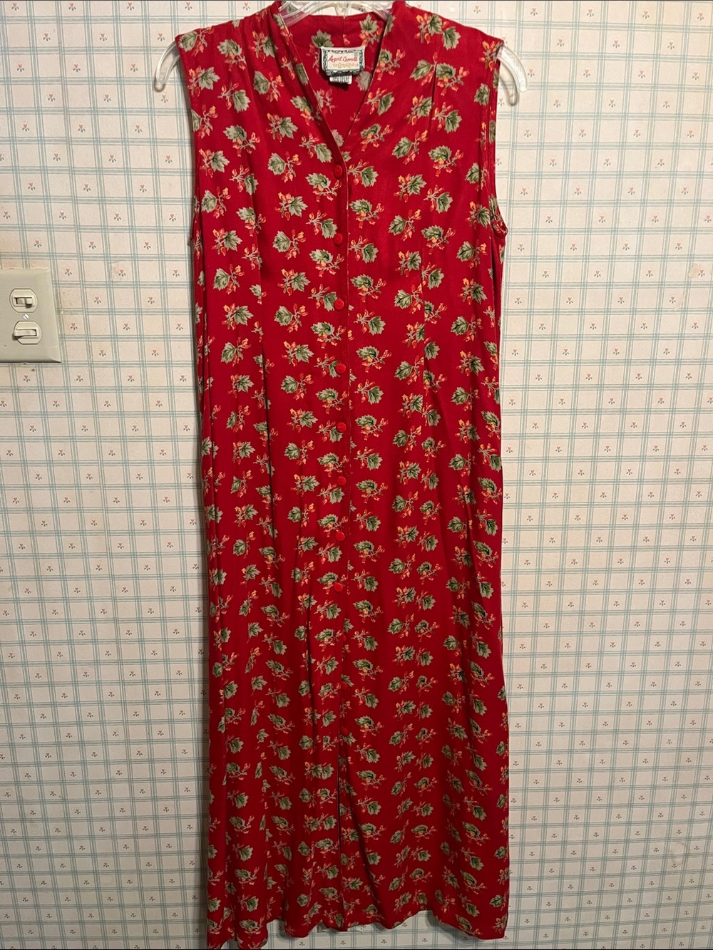 April Cornell Red Floral Maxi Skirt